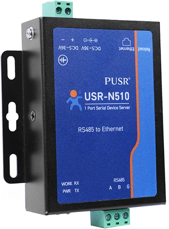 JMT USR-N510 New Version (H7-4) 1 Port RS485 to Ethernet Converter DC 5-36V Serial Device Server Up to 400Mhz Support Modbus RTU to Modbus TCP Virtual COM with 12V Power Adapter