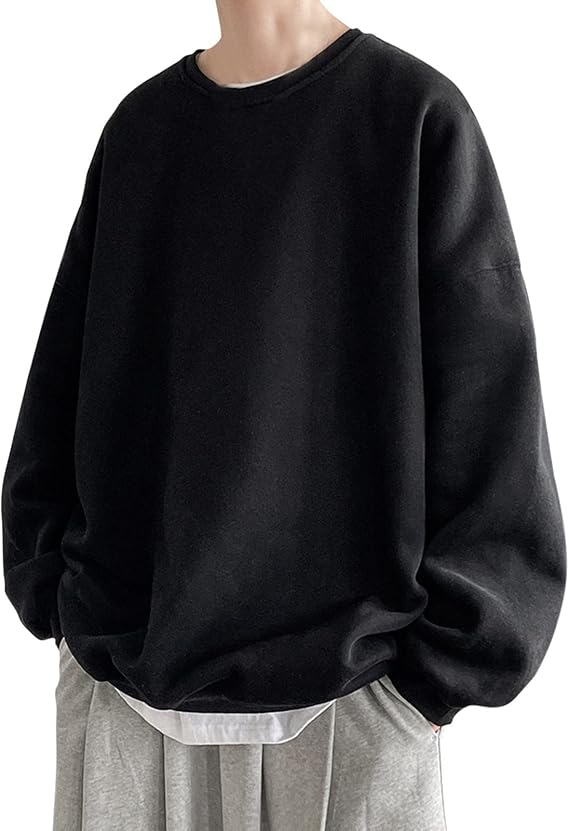 Sweatshirt Men's Without Hood: Men's Sweatshirt Without Hood Loose Fit Pullover Comfortable Long Sleeve Shirt Lightweight Sweater Crew Neck Work Jumper Large Sizes Jumper Plain Cotton Tops
