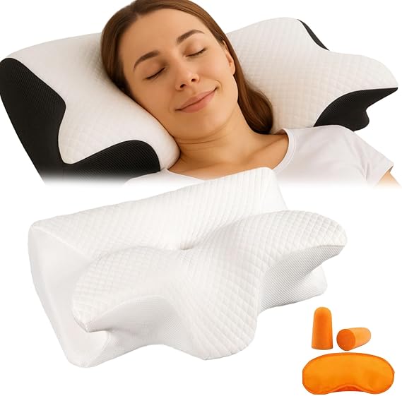 Sleep Apnea Relief Pillow, Ergonomic Memory Foam Pro Pillow for Snoring Relief, Anti-Snore Neck and Support Cushion for Side and Back Sleepers (White)