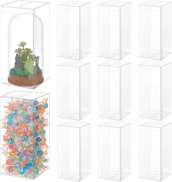 BENECREAT 3.15x3.15x7 Clear PVC Gift Box, 15Pcs with Film Favor Container