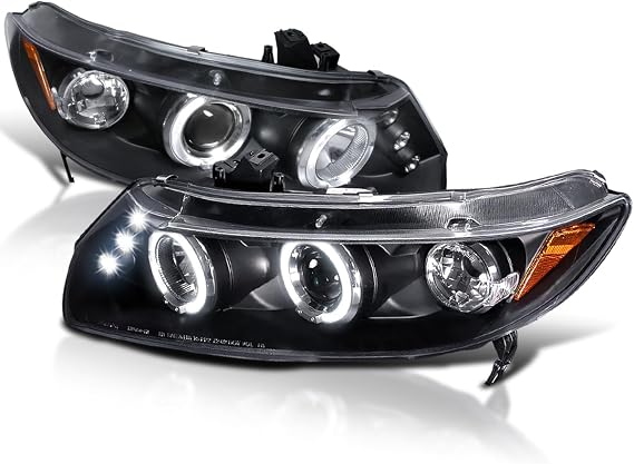 SPEC-D TUNING LED Projector Headlights Black | For 2006-2011 Honda Civic 2 Door Coupe