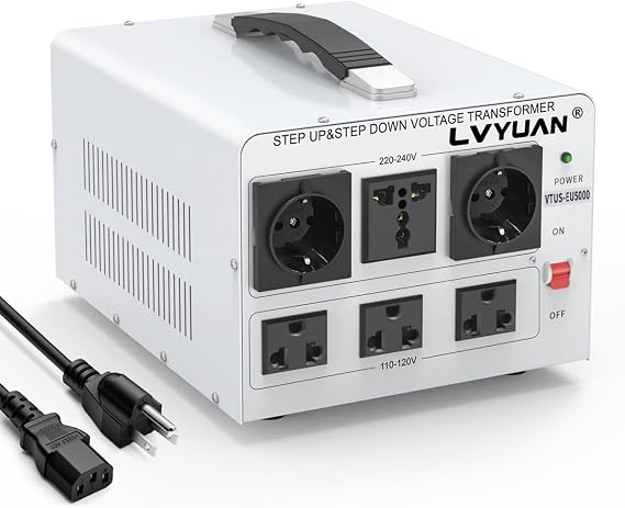 LVYUAN 5000W Voltage Transformer Power Converter Step Up 110V to 220V, Step Down 220V to 110V, 110/120 Volt - 220/240 Volt