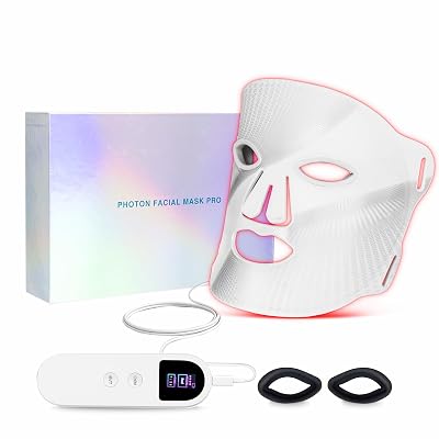 Facego Red Light Mask - 7 Colors Red Light Mask for Face, Facial Skin Care Device with Remote Control, Ergonomic Design and Portable for Home