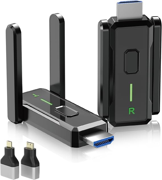 Wireless HDMI Transmitter and Receiver 500FT/150M, 4K Decode 1080P@60Hz Ultra HD Video Output, Plug&Play 5G+2.4G for Video and Audio to Monitor from PC/Projector/TV Box (W3101)