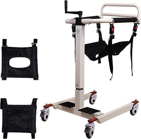 Patient Lift Transfer Mobility Chair - Steel Transport Wheelchair Lift Transfer Chair w/ Cushion - Bedside Dresser Toilet Seat Lifting Aid - Easy Transfer for Disabled Elderly -