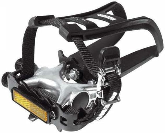 Raleigh - AVR210 - Alloy Pedals with Plastic Toe Clips and Fabric Straps for Hybrid, Trekking and City Bicycles 9/16 Axle in Silver and Black