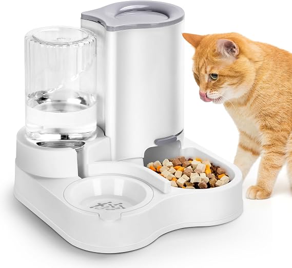 2 in 1 Pet Feeder and Water Dispenser, Automatic Cat Food and Water Dispenser, Gravity Pet Feeder for Small Medium Dog Puppy Cat Kitten