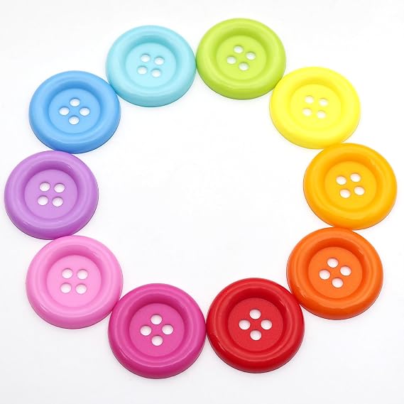 20pcs Extremely Large Plastic Resin Decorative Sewing Buttons- Diameter 48mm/2",4 Holes for Sewing, DIY Decoration -10 Colors Mixed(48mm/2")