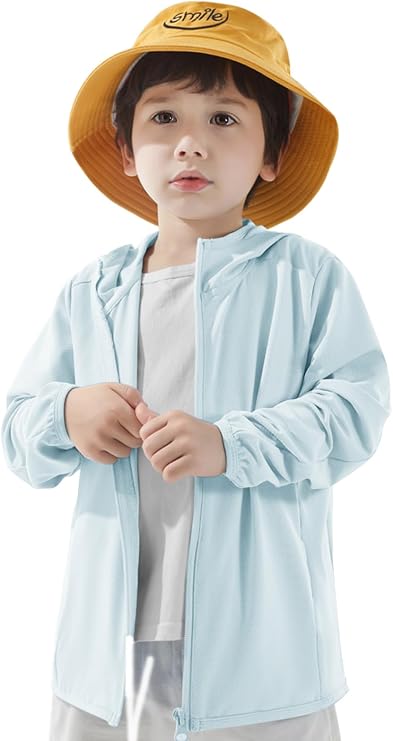 ACESTAR Kids UPF 50+ Sun Protection Shirts UV Long Sleeve Zip Up Hoodie SPF Cooling lightweight Jacket Running Fishing Hiking