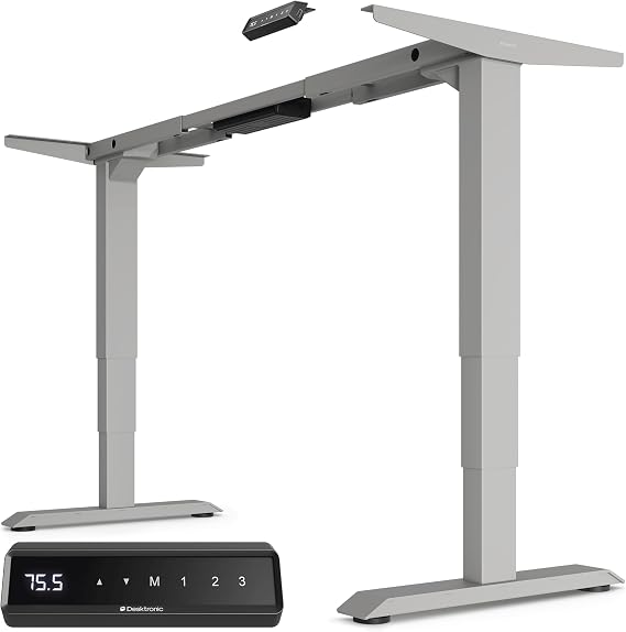 Desktronic Height-Adjustable Desk Frame - Height Adjustable Electric Desk with Whisper-Quiet Dual Motor & Touch Screen - High Load Capacity - Grey