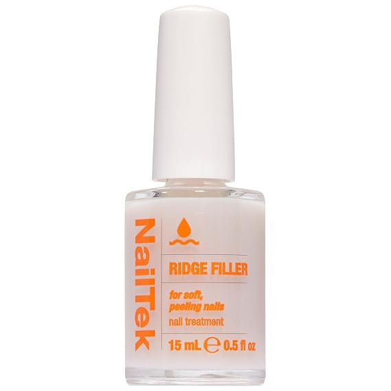Nail Tek Ridge Filler Formula 2 Clear Ridge Filler for Nails Base Coat, Nail Strengthener Polish for Soft & Peeling Nails, 0.5 fl oz