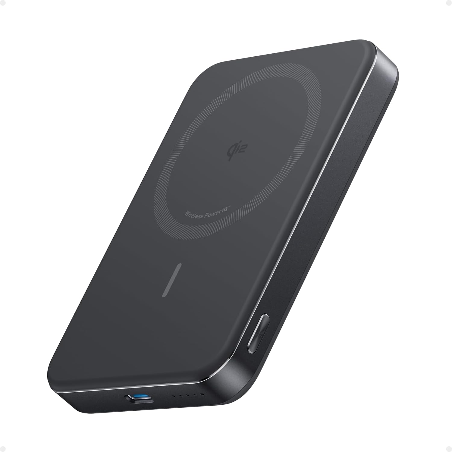 Anker MagGo Powerbank extrem flach 10000mAh magnetischer Akku Qi2-zertifiziert 15W schnelles MagSafe-kompatibles tragbares Ladegerät ergonomisches Design für iPhone 17/16/15/14 Serie und mehr