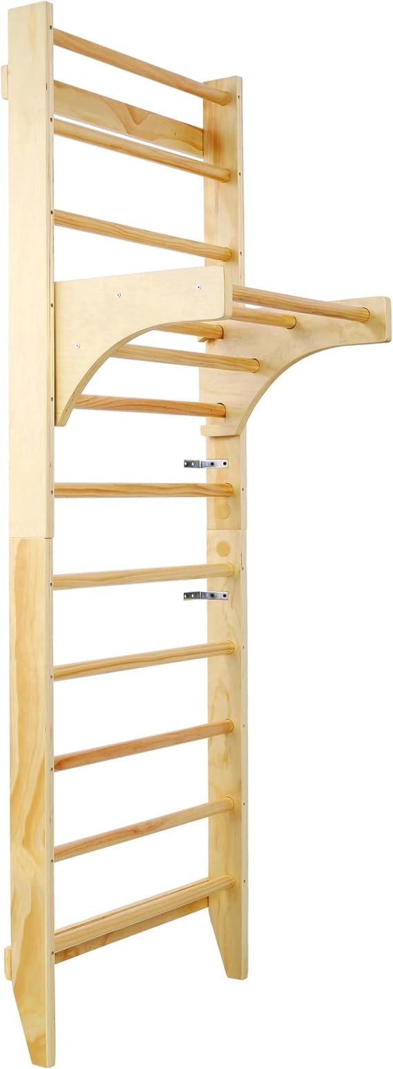 Multi Use Gymnastics Swedish Ladder, Exercise Ladder, Wall Mounted Pull Up Bar,Wood Stall Bar, for Physical Therapy Stretching and Various Exercises