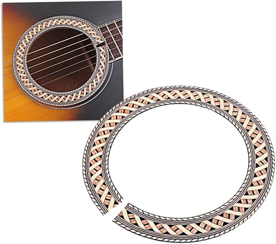 Guitar Mouth Classical Guitar Rosette Sticker Acoustic Guitar Parts Replacement Acoustic Guitar Stickers Inlay Stickers Guitars Soundhole Inlay Sticker Guitar Decal Khaki