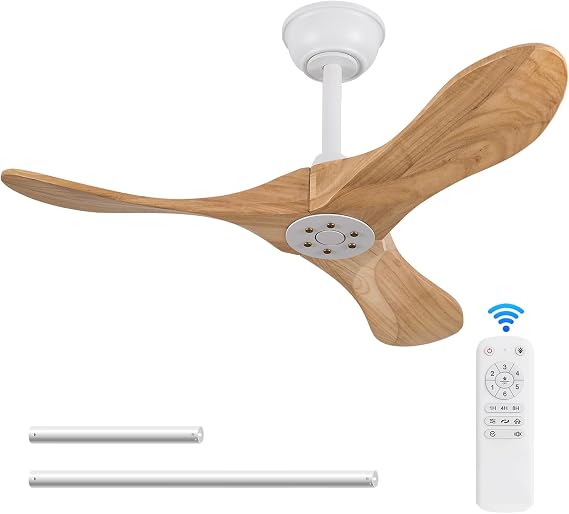 36 Inch Solid Wood Ceiling Fan no Light with Remote,Reversible DC Motor,Noiseless,6 Speeds,Modern Indoor Outdoor Ceiling Fan for Patios Farmhouse Porch