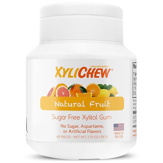 Xylichew Xylitol Gum - Sugar Free Chewing Gum - Fruit, 60 Count