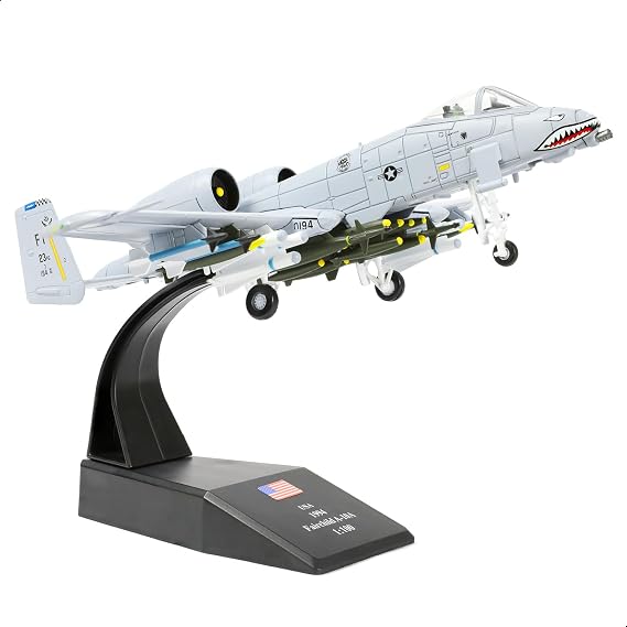 NUOTIE 1/100 A-10 Attack Pre-Build Diecast Metal Aircraft Model Kits Thunderbolt II (Warthog) VX-23 Replica Military for Display Collection or Gift