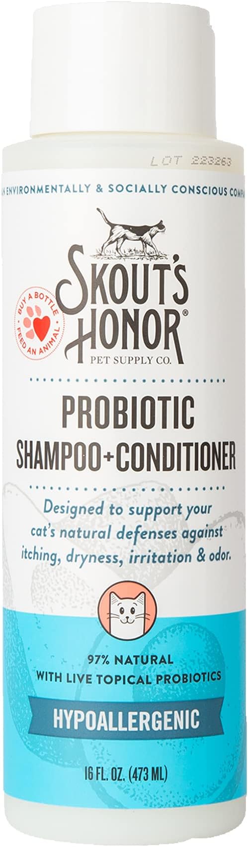SKOUT'S HONOR Probiotic Cat Shampoo and Conditioner, 16 oz