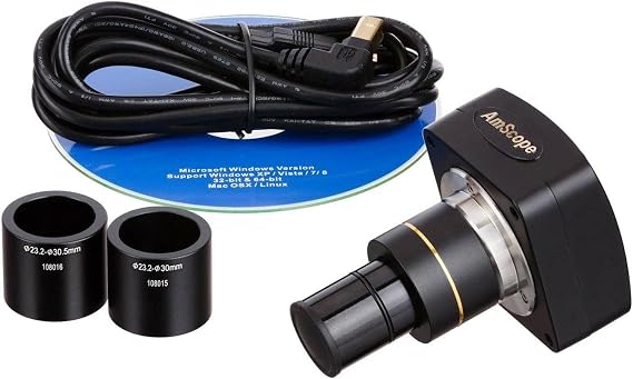 AmScope MU500-PB10 5MP USB Camera for Microscopes + Software + Test