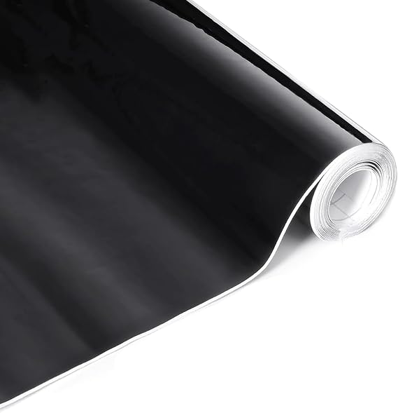 Lypumso Gloss Black Vinyl Wrap, Car Wrap Film Vinyl with Air-Release Technology, Self Adhesive Car Sticker for DIY Automotive Exterior Interior Decals 1ft x 10ft