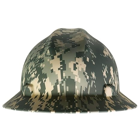 MSA 10104254 Freedom Series V-Gard Full-Brim Hard Hat With Fas-Trac III Ratchet Suspension | Polyethylene Shell, Self Adjusting Crown Straps - Standard Size in American Camouflage