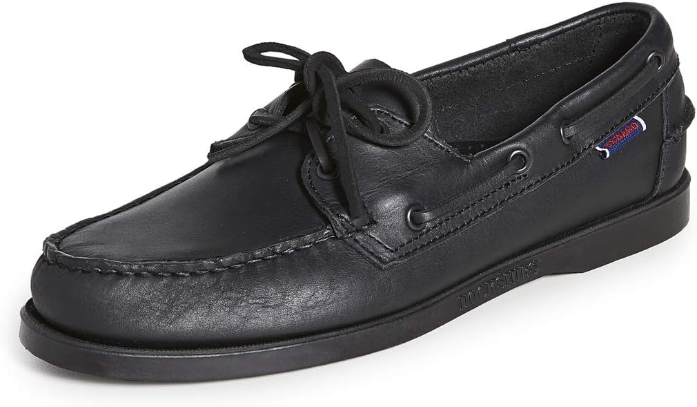 Sebago Portland Crazy H Boat Shoes - Patterned & Distressed Waxed Leather Mocassins with Leather Sock Lining and Non-Marking, Non-Slip Rubber Outsoles