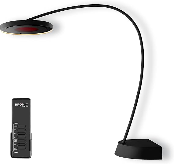 Bromic Eclipse Smart Heat 2900W Freestanding Patio Heater - Dimmable LED Light Ring, Radiant Heat, 220V-240V, Black Finish - BH0820001-1