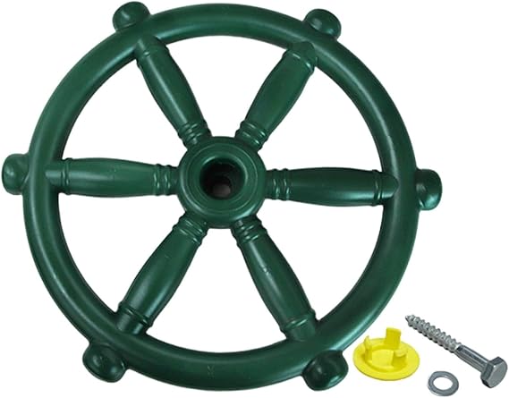 Perfeclan Pirate Ship Wheel Toy Outdoor Swingset Attachments Playhouse Toy Equipment Playground Accessories Equipment Kids Steering Wheel for Swingset Treehouses, green