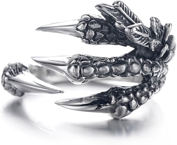 EQLEF Dragon Claw Ring Set, Gothic Ring Adjustable Wild Alondra Open Punk Ring Gift Cool Dragon Ring for Men Women
