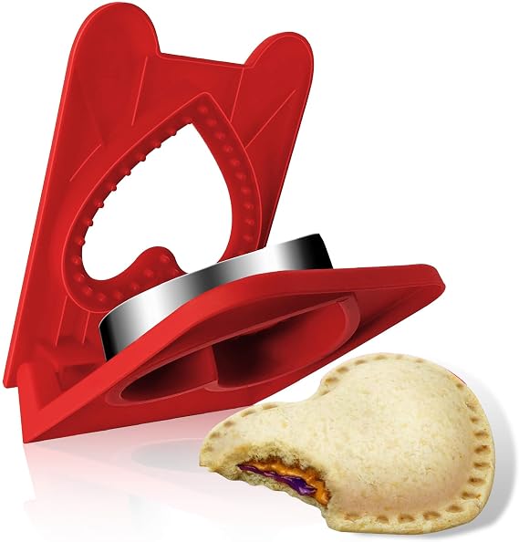 Heart Sandwich Cutter and Sealer,Sandwich Cutters for Kids Lunch,Crustless Sandwich Cutter,Cookie Cutter for Children Lunchbox and Bento Box (Red Heart)