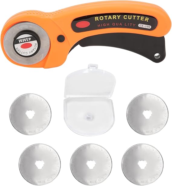 Fabric Cutter, Manual Cloth Cutting Round Hob with Replacement Blades, Cutter for Fabric, Cutter Kit, Cutter Fabric Cutting Tool (Cloth cutting knife + 10 blades)