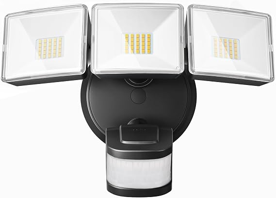 OREiN 4500LM Motion Sensor Outdoor Flood Light for Home Security, Bright Without Glare, 180 Wide Angle 50FT Range, 3 Modes Dusk to Dawn LED Light for Garage Yard Driveway (Hardwired)