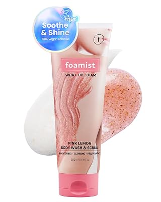 FOAMIST Natural Brightening with 100% Vegan Exfoliating Pink Lemon  Grain Daily Body Scrub - Gentle Daily Exfoliation, Radiant Glowing Skin, Vitamin-Rich Lemon Oil, and Cruelty-Free 8.4 Fl Oz