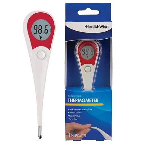 HealthWise 8-Second Flex Tip Digital Thermometer with Backlit Display