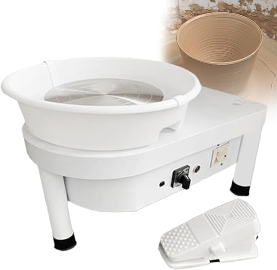 Pottery Wheel for Adults, 25cm, 300RPM with Adjustable Speed Pedal, 250W, for Ceramic Crafts Beginners DIY School