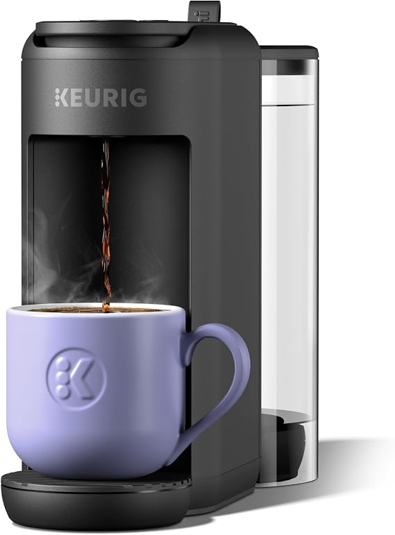 Keurig K-Mini Mate Plus Single-Serve K-Cup Pod Coffee Maker, Compact, 3 Cup Sizes, Brew Over Ice and Strong Button Features, 50 oz Removable Reservoir, Matte Black