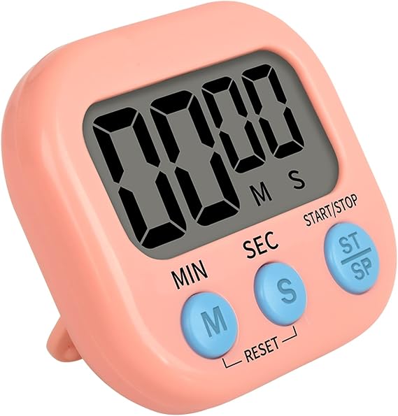 Timer for Kids,Kitchen Timer Digital,Magnetic Back,Loud Ring,Stand for Cooking,Classroom,Bathroom,Teachers,Kids (Pink)