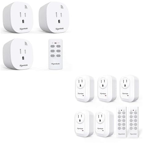 Syantek Wireless Remote Control Outlets Syantek Remote Control Outlet Wireless Light Switch for Household Appliances, Expandable Remote Light Switch Kit, Up to 100 ft Range, FCC Certified, ETL Listed,