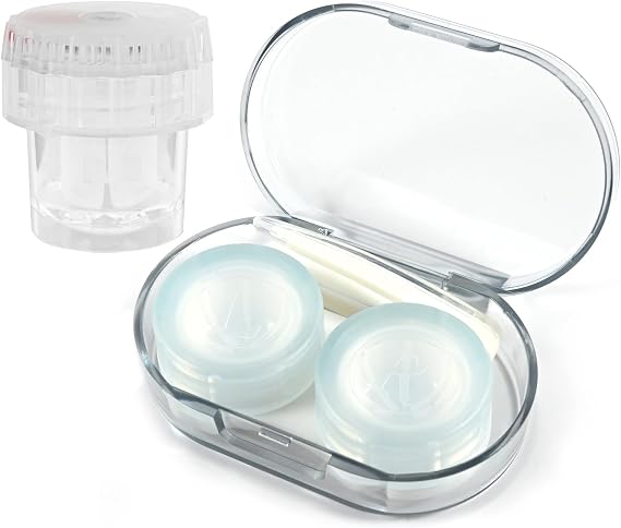 Contact Lens Cases with Cleaner Washer, Transparent Contact Cases, Travel Size Cute Contact Lens with Removal Tool Kit and Solution Bottle, Leak-proof, Eye Contact Lens Holder for Home and Travel Blue
