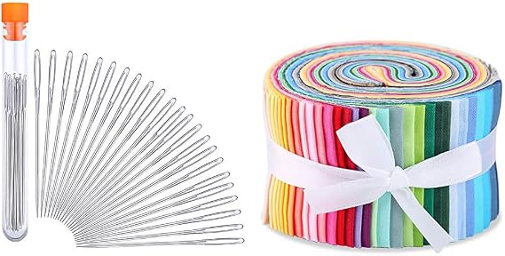 23 PCS Large Eye Sewing Needles and 1 Roll Jelly Rolls for Quilting
