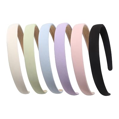 Cuizhiyu Solid Simple Headbands for Women 0.7inch Plain Soft Fabric Hairbands No Slip Fashion Cute Hair Bands for Girls Pack of 6 Color B