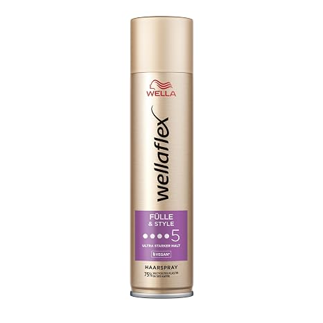 Wellaflex Fülle & Style Haarspray für Frauen Bis zu 48 Std. ultra starker Halt Für volles voluminöses Haar| Sanft zur Kopfhaut dermatologisch getestet Vegane Formel Haltegrad 5 250ml