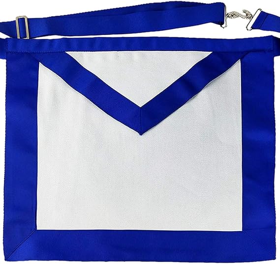Masonic Master Mason Blue Lodge Apron White Cloth Blue Grosgrain Ribbon Border