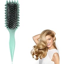 CROOT Hair Brush, Curl Define Styling Brush with Prongs, Boar Bristle Hair Brush for Detangling and Bounce Curl Define, Light Green