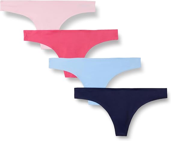 Amazon Essentials Women's Seamless Breathable Thong Underwear, Bonded Stretch, Pack of 4