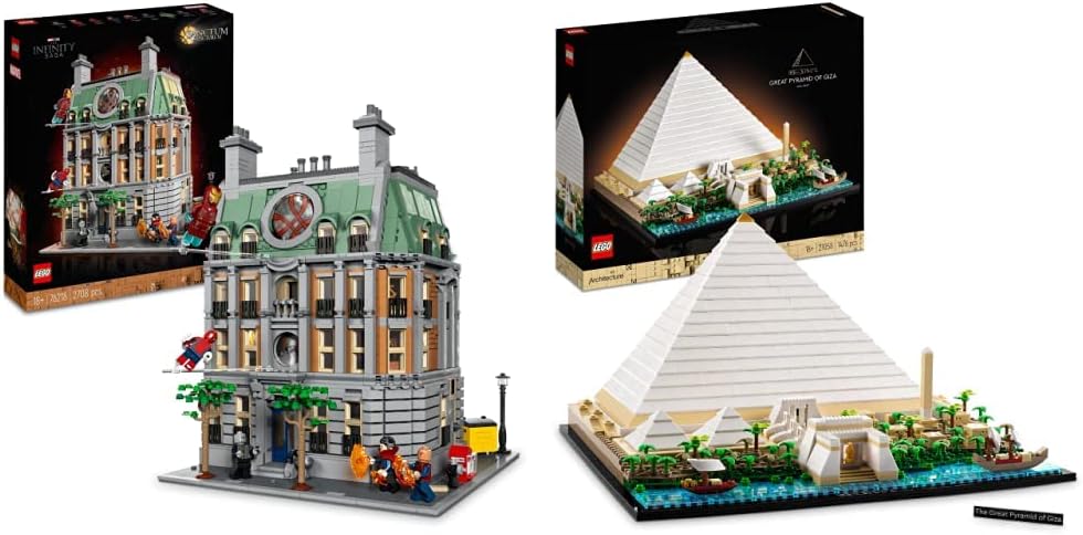 lego 76218 marvel sanctum sanctorum 3-storey modular building set with doctor strange and iron man mini figures collectible avengers: final & 21058 architecture pyramid of cheops building kit