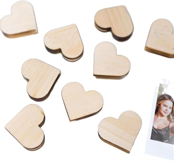 Wooden Heart Photo Holders, 100-Pack, 1.5 Inch Unfinished Heart Cutouts for Wedding, Party, Valentine's Day Decor