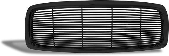 Armordillo Horizontal Style Front Grille|Compatible With 2002-2005 Dodge Ram 1500/2003-2005 Ram 2500 3500|8739174|Piano Black|Front Hood Bumper Grille