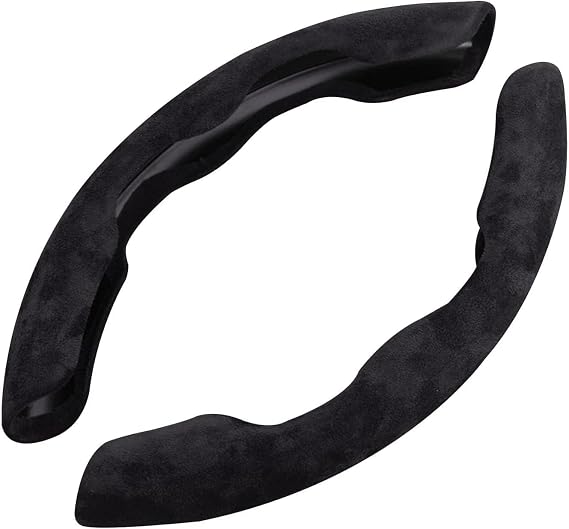 2pcs Car Steering Wheel Cover for Honda Jazz Spirior Accord NSX Insight HR-V CR-V FR-V, Segmented Steering Wheel Cover Universal Segmented Steering Wheel Protector for D and O Shape,A Black