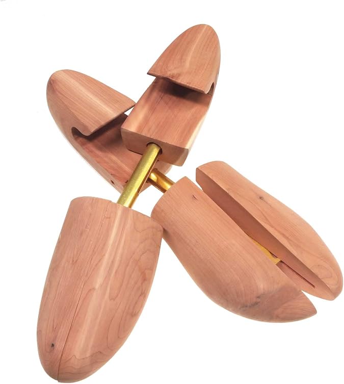 Mens Cedar Shoe Trees – Adjustable Width Aromatic Cedar Wood – Helps Maintain Shape, Reduce Creases, Absorb Moisture – Suitable for Dress Shoes & Casual Footwear
